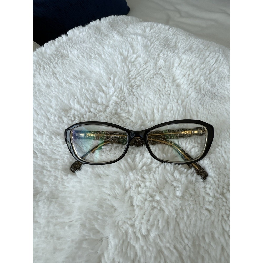 Dolce & Gabbana Cat Eye Glasses Black Gold Glitter D&G Frames Italy 53•16 135